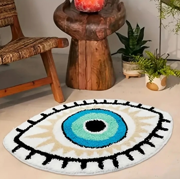 1 DAY SALE! White Boho/Bohemian/Hippie Greek Evil Eye Area/Accent Rug/Mat NEW! - Picture 13 of 13